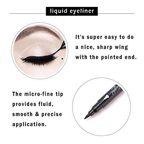 Dual Ended Black Cat Eye Liquid Eyeliner with Wing Stamp