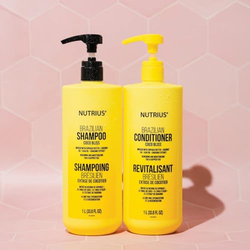 Nutrius Brazilian Shampoo, Coco Bliss Coconut Shampoo for Dry Hair,