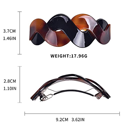 Large French Hair Barrettes for Thick Hair – 3-Pack Marble Swirl Clips