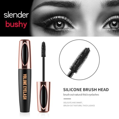 4 Pack Waterproof 4D Silk Fiber Lash Mascara - Long-Lasting, Non-Clumping, Black