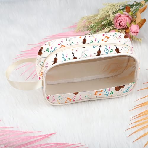 Violin Makeup Bag - Cotton Linen Cosmetic Organizer for Violinists