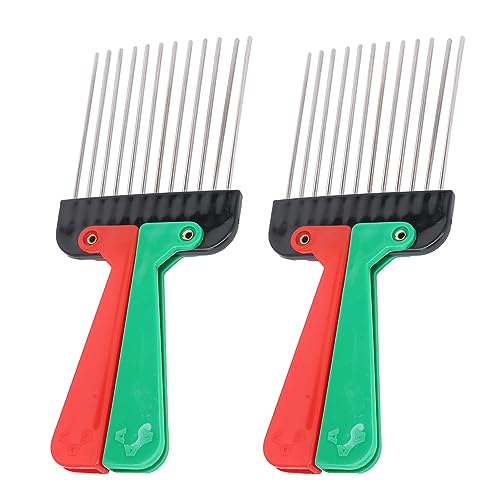 Agatige Metal Afro Pick Comb - 2 Pack Wide Tooth Hair Styling Tool