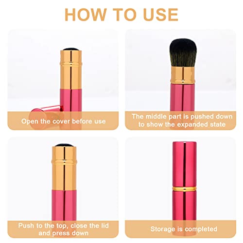 Retractable Makeup Kabuki Brush Set - Portable Blush & Foundation Brushes with Cover