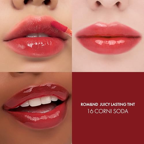 rom&nd Juicy Lasting Tint - 12HR Lip Stain, Glossy Finish, #16 Corni Soda