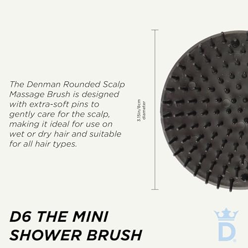Denman D6 Detangle Hair Brush for Curly Hair - Black Scalp Massager
