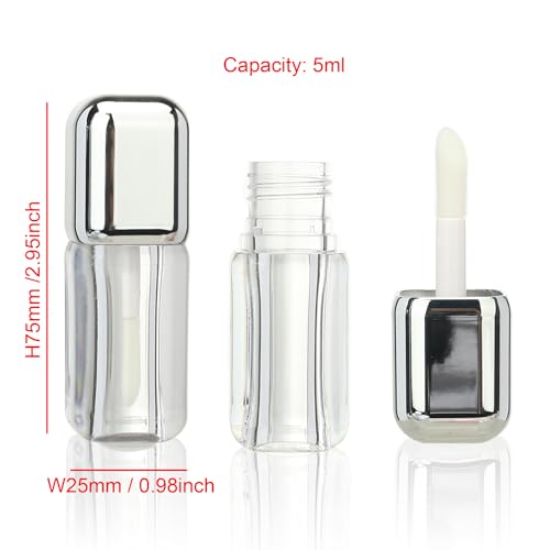 COSIDEA 5ml Square Lip Gloss Tubes with Large Wand Applicator - 16 Pack