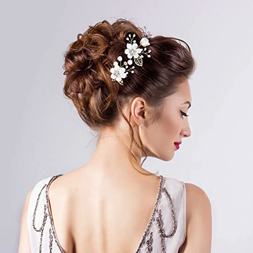 20 Pack White Flower Hair Combs & Pearl Hair Pins Bridal Accessories