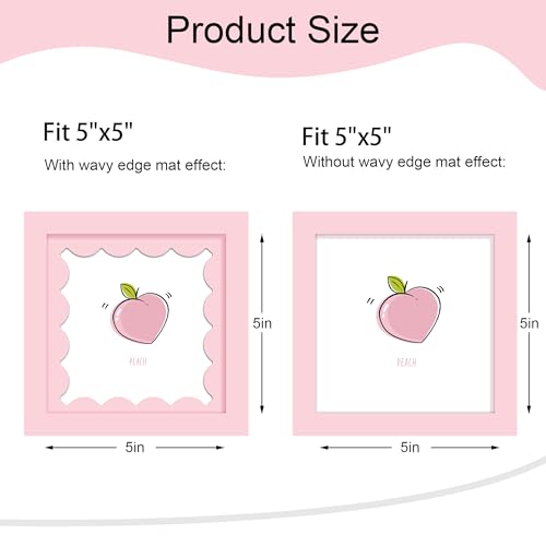 5x5 Pink Picture Frame with Real Glass - Colorful Solid Wood
