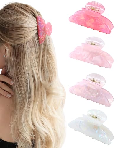ACECHA 4-Pack Medium Claw Clips for Hair, Non-Slip Acrylic Hair Clamps
