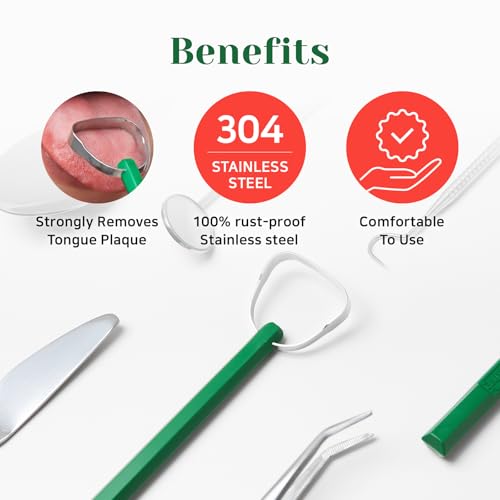 Euthymol Stainless Steel Tongue Scraper - Reduces Bad Breath & Improves Oral Hygiene