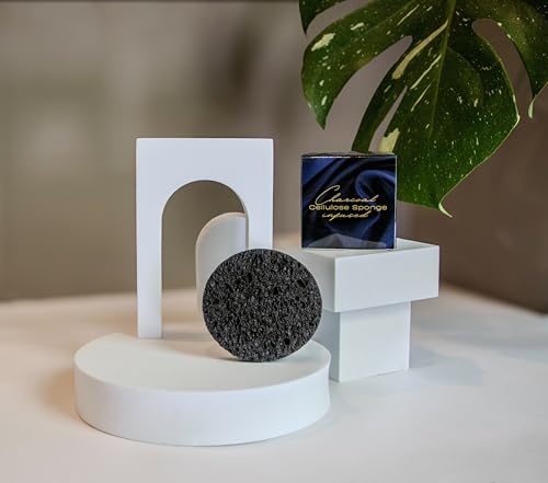 Natural Bamboo Charcoal Facial Cleansing Sponges 50-Count - Gentle Exfoliating & Makeup Remover