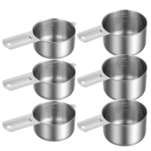 Stainless Steel Measuring Cup Set - 6 Pcs with Etched Measurements