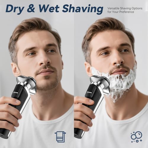 Electric Razor for Men, 2026 Upgraded Electric Shavers for Men, USB-C Rechargeable, Wet & Dry Shaver with Pop-up Trimmer and Travel Case (Black) £¬for Father's Day