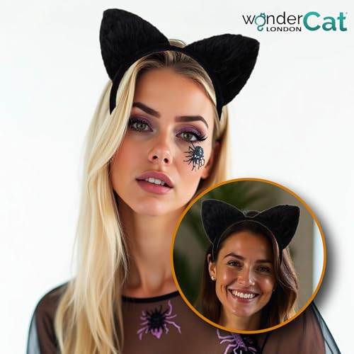 WonderCat London Soft Style Black Cat Ears Headband Halloween Costume Accessory