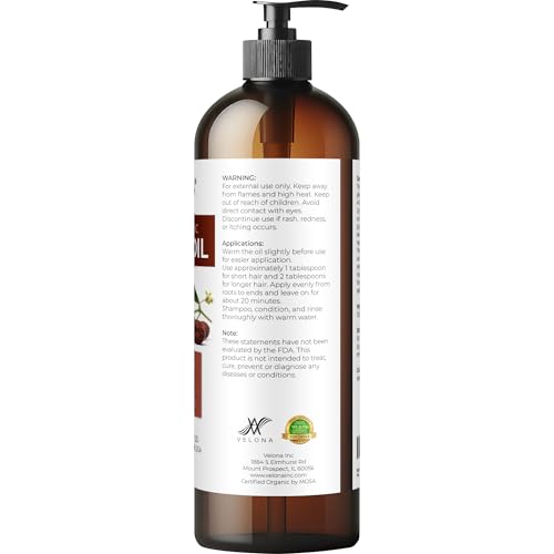 Velona USDA Organic Jojoba Oil - 16 fl oz Cold Pressed Organic Jojoba Oil with Pump