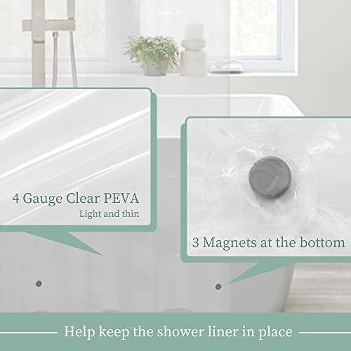 70x60 Clear PEVA Shower Curtain Liner with 3 Magnets