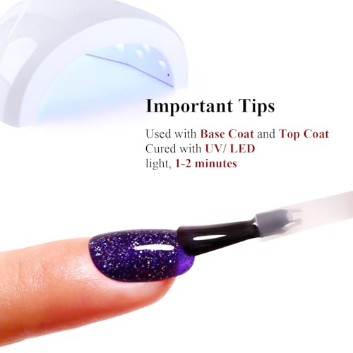 Ozzeal Deep Purple Iridescent Glitter Gel Polish 0.5 Fl Oz for Nail Art & Manicure
