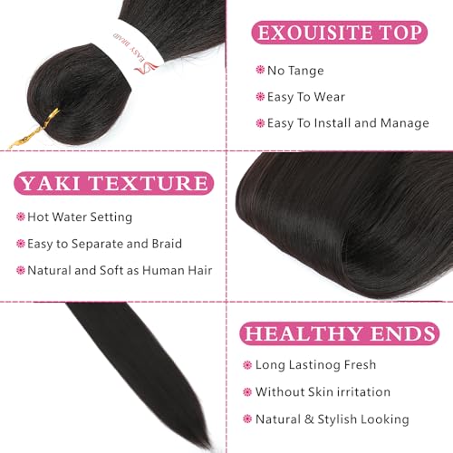 Abrastin Pre Stretched Dark Brown Braiding Hair 30 Inch Pack of 8 - Yaki Texture Synthetic Extensions for Box Braids & Crochet Styles