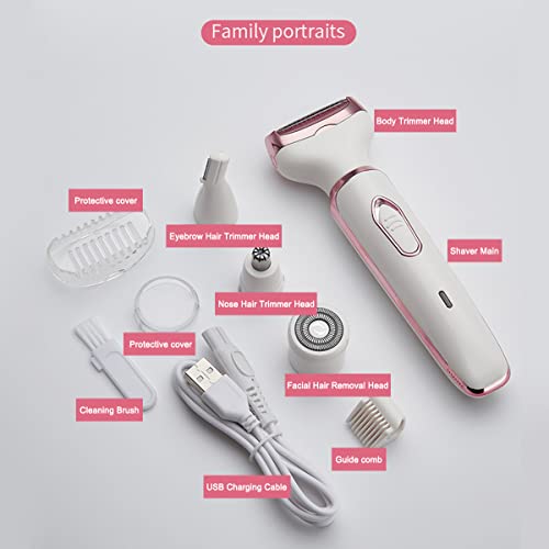 ANFOOS 4-in-1 Electric Razor for Women - Painless Body & Face Trimmer