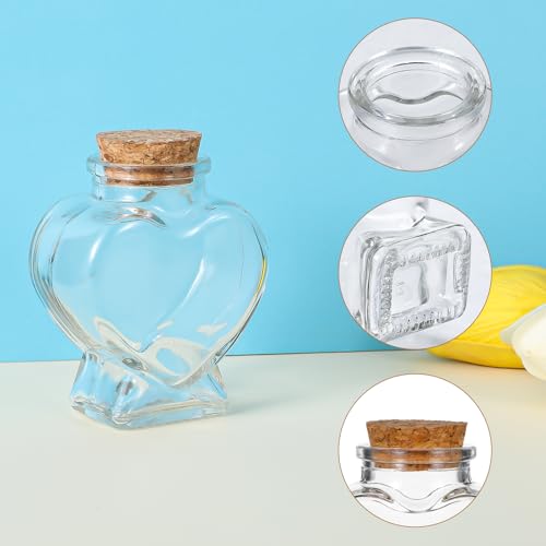 Mini Glass Bottles with Cork Stoppers - Heart & Star Shapes (2 Pcs)