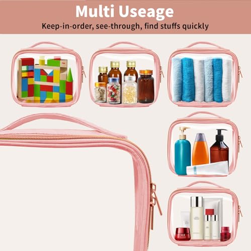 2-Pack Clear Travel Toiletry Bags, TSA Approved Cosmetic Organizer with Handle