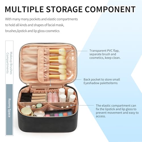 OCHEAL Large Capacity Travel Makeup Bag with Dividers & Handle
