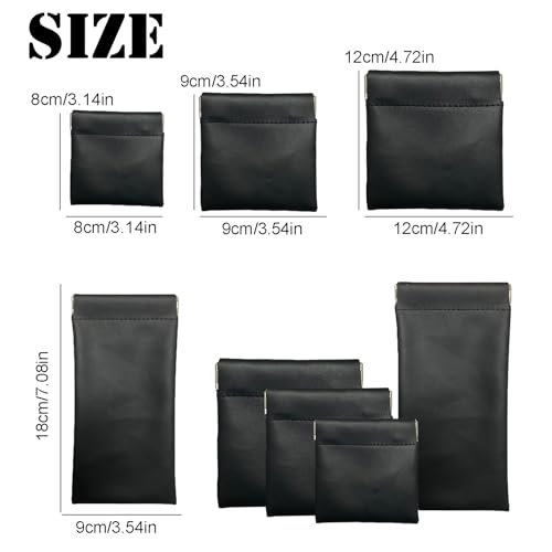 AJOJO 4-Pack Small Waterproof Leather Cosmetic Bags in Black, 4 Sizes