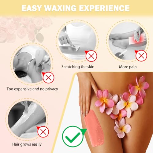 Keethem Hard Wax Beads for Hair Removal, 5 Packs (100g each) with Sticks - Sensitive Skin Aloe & Rose