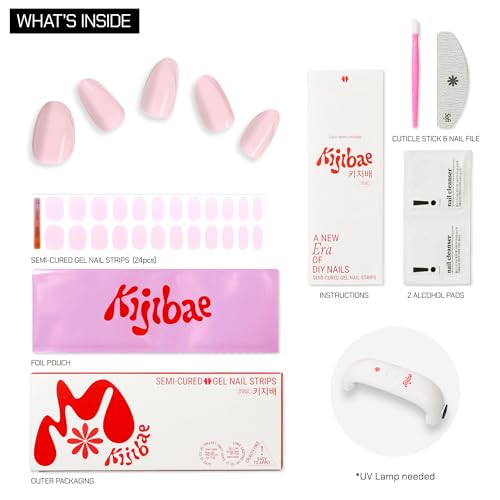Kijibae High Maintenance Semi-Cured Gel Nail Strips - Ballet Pink, Long-Lasting