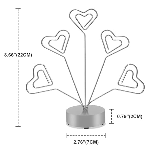 Heart-Shaped Photo Tree Holder with Round Base - 5 Branch Display Stand