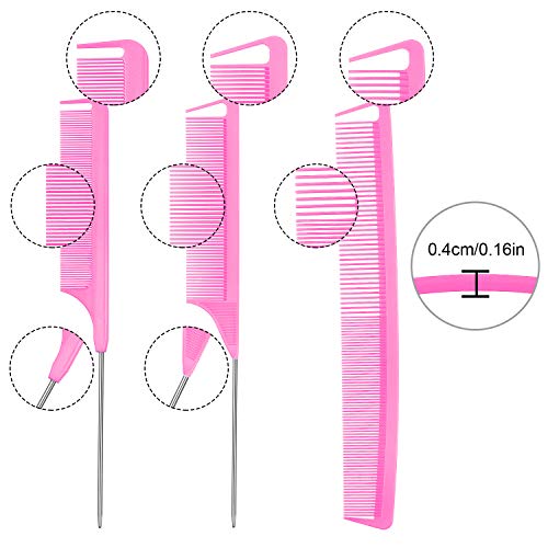 Patelai 6 Pack Pink Parting Combs Set for Braiding & Styling – Salon & Home