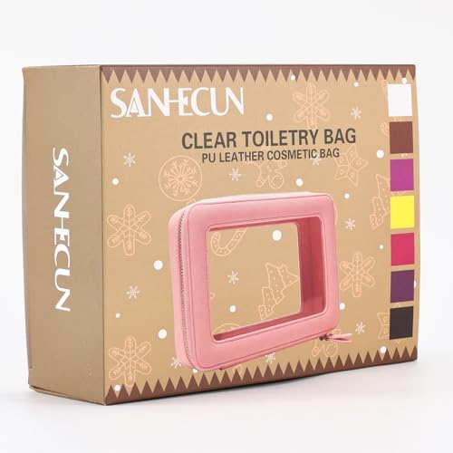 SANHECUN Waterproof Travel Toiletry Bag with Clear Window, White