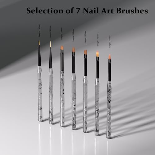 7Pcs Nail Art Brushes Set NB-111-WB-7PCS by YIHUALE – Professional Gel Polish Design Tools