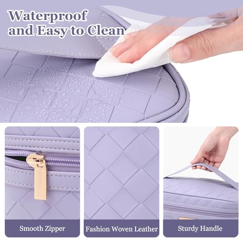 Large Purple Makeup Bag - Travel Cosmetic Organizer for Women
