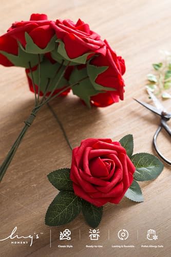Ling's Moment Artificial Rose Leaves - 35pcs Realistic Greenery Filler