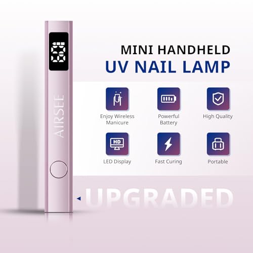 AIRSEE Cordless Mini Handheld Nail Lamp - Fast Gel Curing, USB Rechargeable
