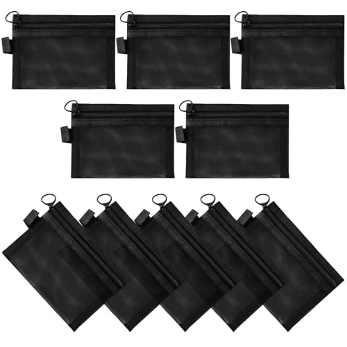 Hotipine 10PCS Mesh Makeup Bag Set - Clear Portable Cosmetic Organizer for Travel & Home