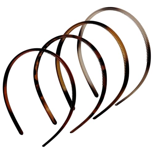 JUNSDUKE 4 Pack Multicolor Thin Hair Headbands with Teeth for Women & Girls