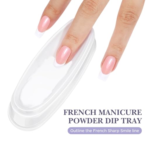 3-Pack Nail Dip Powder Tray for French Tip Manicure and DIY Nail Art