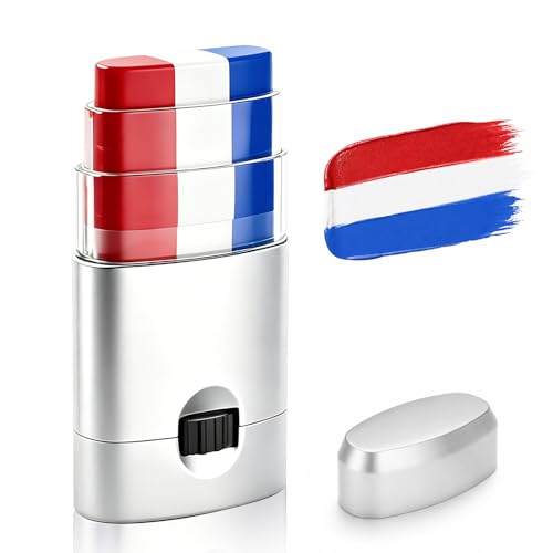 Red White Blue Face Paint Stick - Waterproof Patriot Makeup