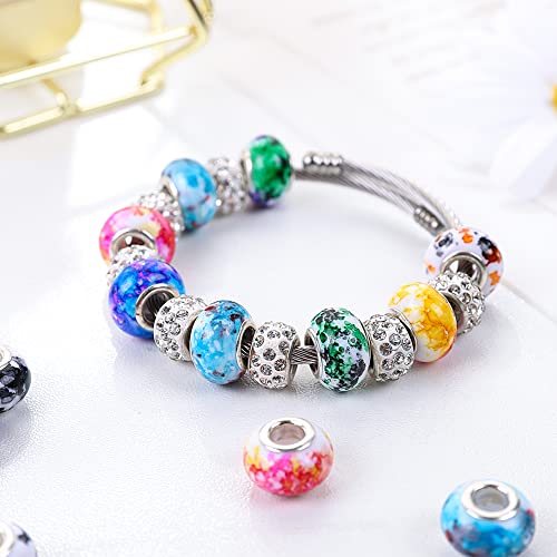 100 Mixed Color 14mm European Large Hole Spacer Beads for Jewelry Making