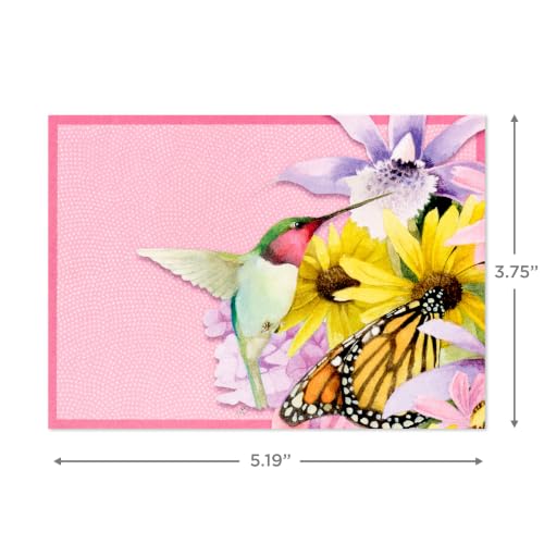 Hallmark Blank Notecards, 20-Pack with Butterfly & Hummingbird Design