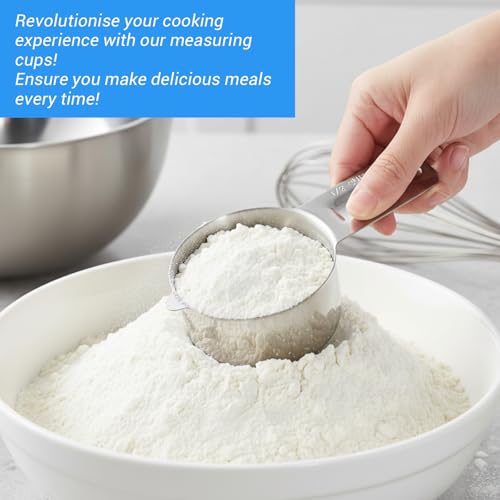 Stainless Steel Measuring Cup Set - 6 Pcs with Etched Measurements