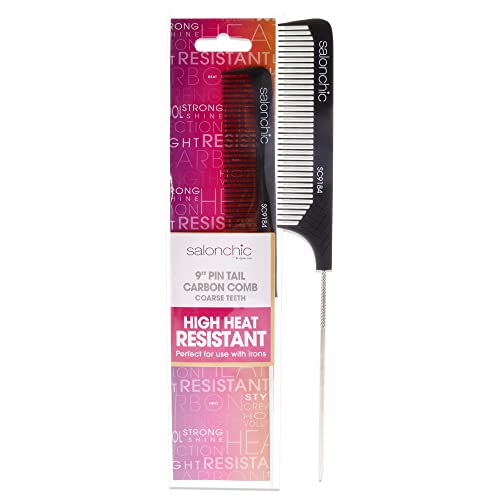 SalonChic Pin Tail Carbon Comb High Heat Resistant Coarse Teeth Unisex 1 Pc - Variation 1