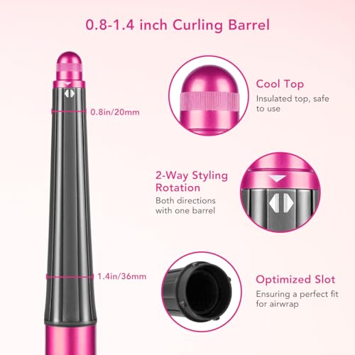 Fuchsia Conical Barrel Attachment for Dyson Airwrap Styler 0.8-1.4 Inch