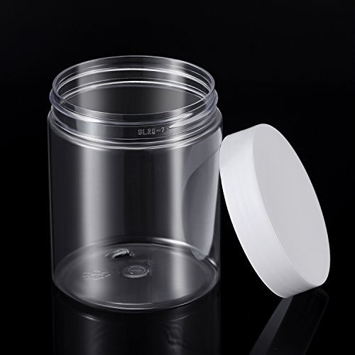 SATINIOR 12 Pack 10 oz Clear Plastic Jars with Lids - White Travel Cosmetic Containers