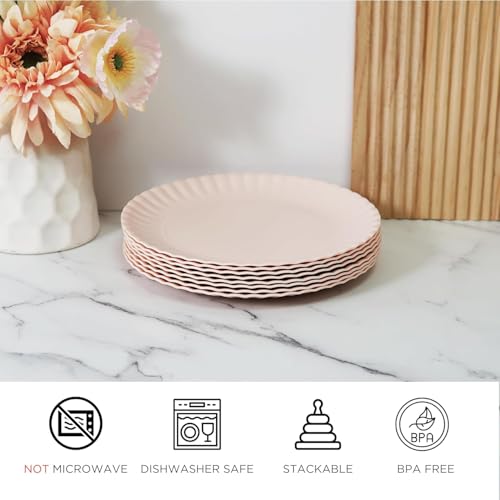 8" Reusable Melamine Plates Set of 8 - Light Pink Party Tableware