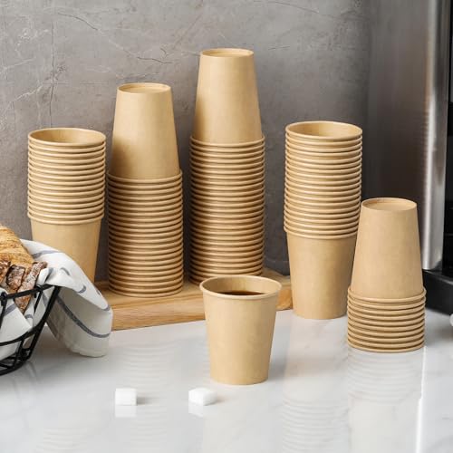 AOZITA 120 Count 8 oz Disposable Paper Cups for Hot & Cold Beverages