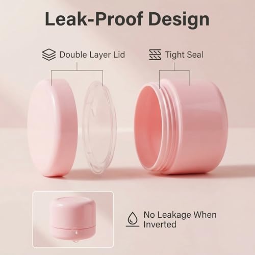 Pink Refillable Plastic Makeup Jars - 5oz Set of 3 for Cosmetics & Skincare