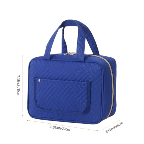 Blue Hanging Toiletry Bag for Women | Multi-Compartment Travel Organizer